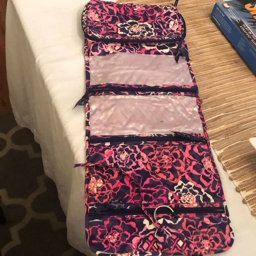 Vera Bradley Pink and purple floral, hanging cosmetic bag, travel bag, accessory